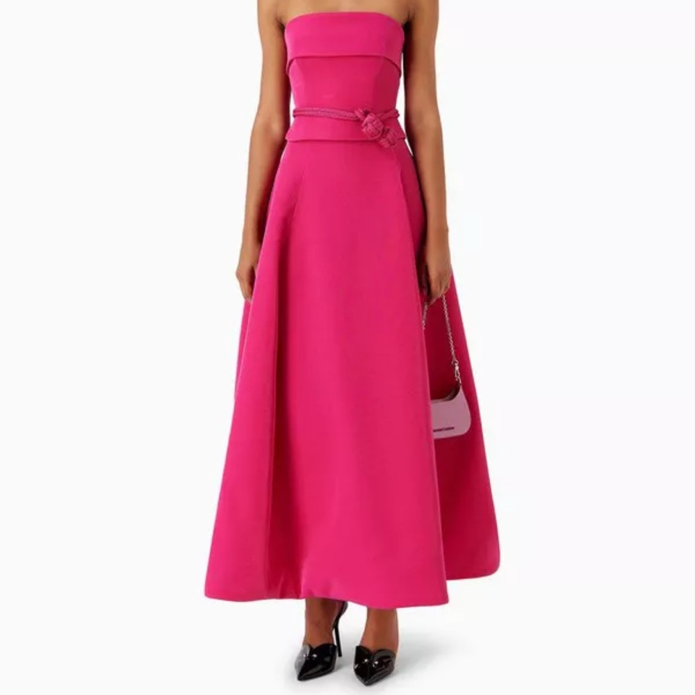 Emporio Armani Strapless top and skirt with pockets Set in Vibrant Pink.